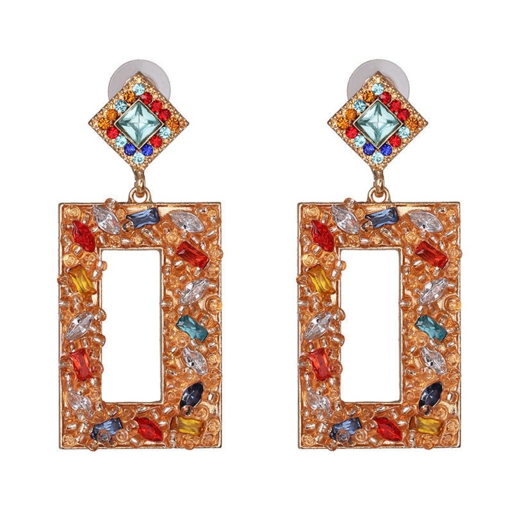 Square Diamond Acrylic Rhinestone Stud Earrings